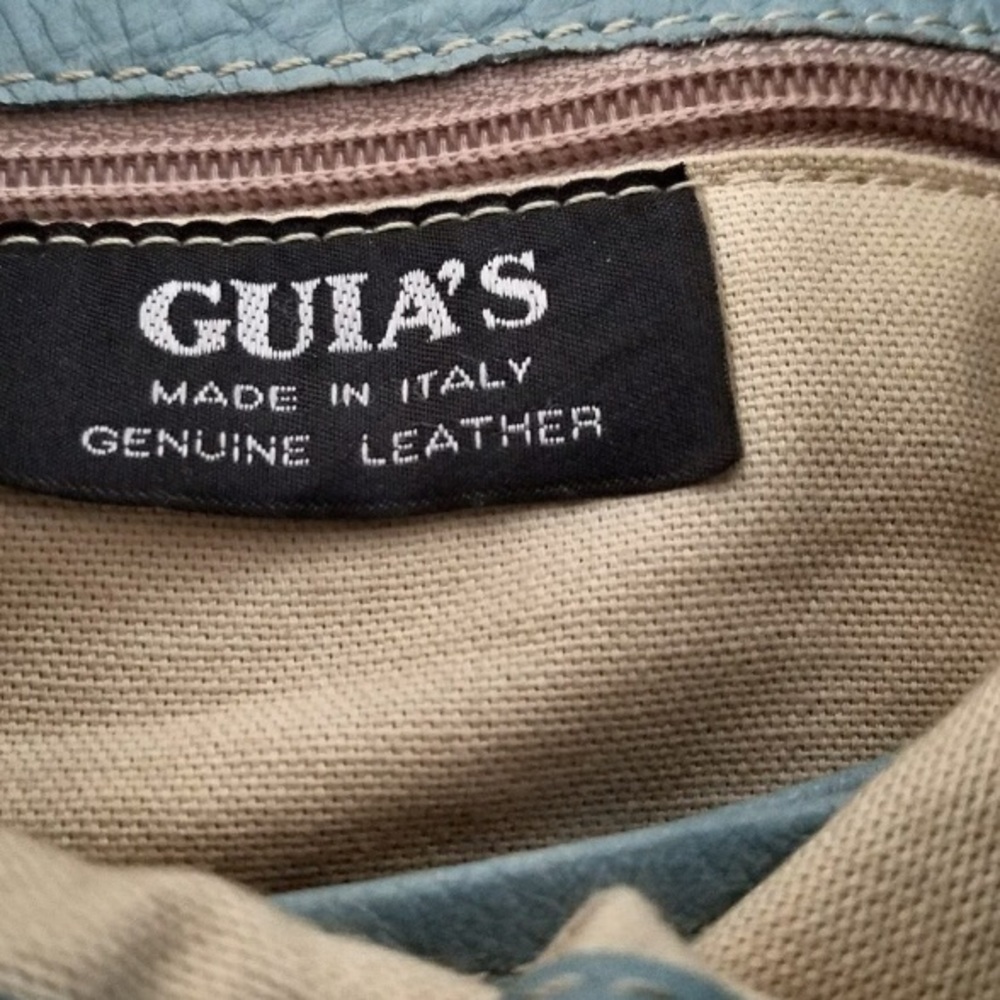 VtG RaRe🐬GuIa’S GeNuiNe ItaLiAn CalF sKin LeAtHer Teal BlUe BaMb0o HoB0 🔥 - Picture 6 of 12